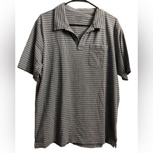 Men’s L.L.Bean Blue White Stripe Slightly Fitted Pocket Polo Large Organic